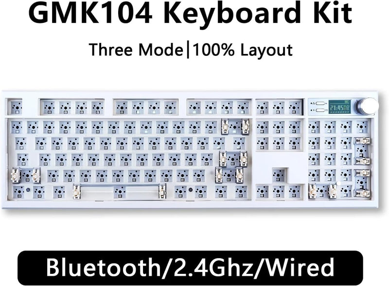 BOYI GMK104 Barebones Keyboard&35pcs HiFi Linear Switches,VIA Programable BT5.0/2.4GHz/Type-C Hot-Swap RGB Custom DIY Mechanical Keyboard WIith 5-Pin Pre Lubed Mount Cream Silent Switch