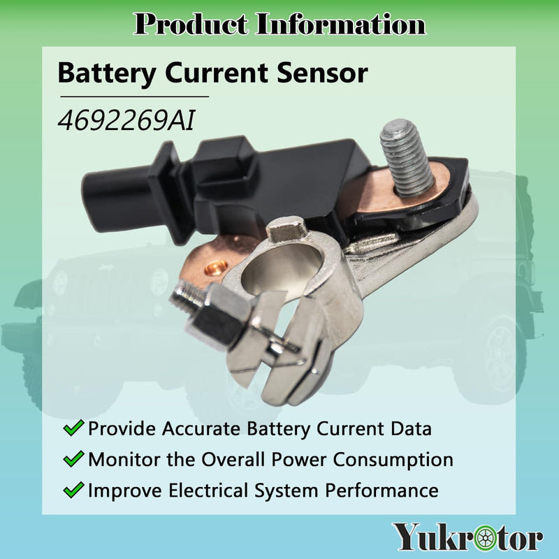 Battery Current Sensor 4692269AI Battery Voltage Sensor Compatible with Dodge Charger Journey Ram 1500 2500 3500 Chrysler 200 300 Jeep Cherokee Wrangler Replaces OE# 956-399, 0199200180