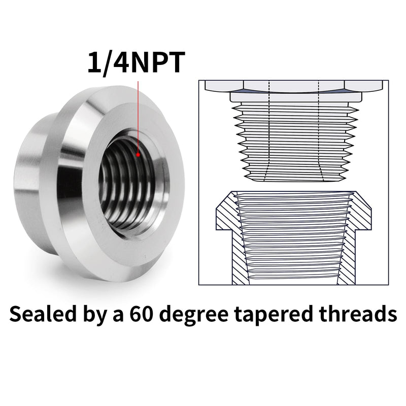 Aluminum 1/4" NPT Female Weld on Bung Weldable Fitting 4PCS 1/4NPT