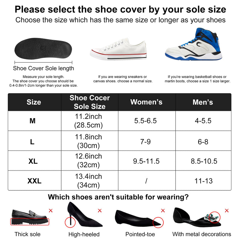 Waterproof Shoe Covers Motorcycle Rain Shoe Cover Reusable Rain Boot Rainproof Shoes Cover for Men and Women XX-Large Black