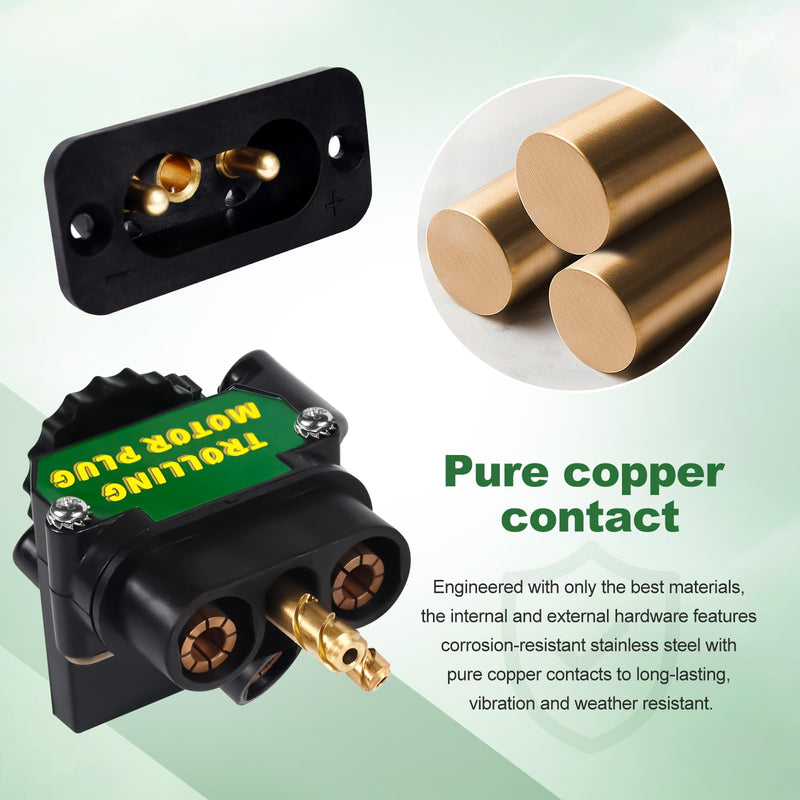 Trolling Motor Plug 027-0004-KIT DC to DC Power Connector, Tolling Motor Quick Connect for Onboard Marine 12V to 48V DC Power Connection With Gaskets, 80 AMP Capacity (L-shaped and Linear)