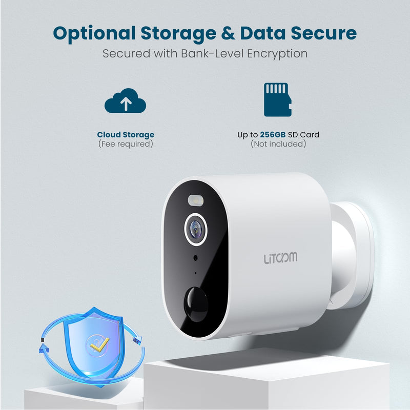 litokam Security Cameras Wireless Outdoor, 2K Battery Powered Outdoor Camera Wireless with Full Color Night Vision, PIR Motion Detection, 2.4G WiFi Home Indoor Camera with IP65 Waterproof, 2-Way Talk 2 Pack-2.4GHz-3MP White