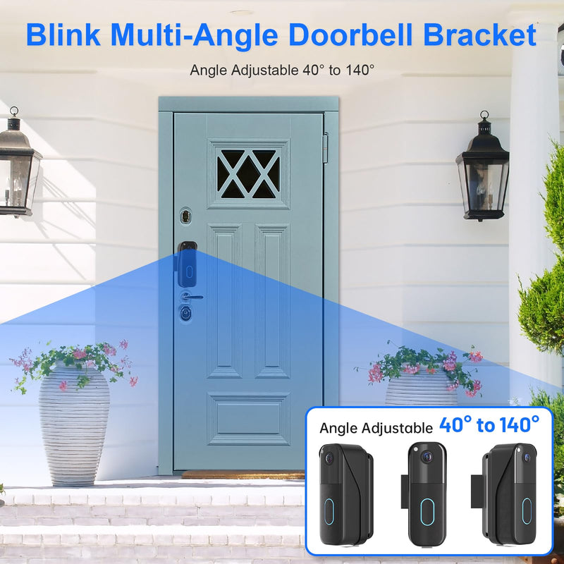 Anti-Theft Doorbell Mount for Blink Video Doorbell Camera(2021 1st & 2nd Gen), No-Drill Adjustable Angle Mount Bracket, 40° to 140°, Ideal for Apartments, Rental Homes & Offices - Black