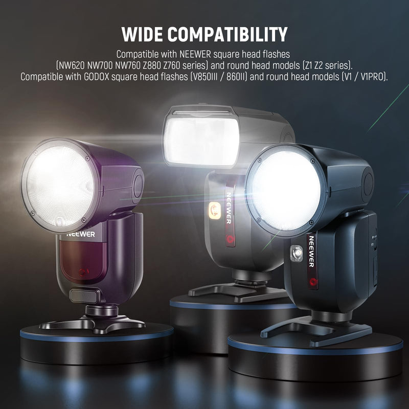 NEEWER CRS9 Silicone Flash Diffuser, Magnetic Light Modifier Shaper Softbox for NEEWER NW620 NW700 NW760 Z880 Z760 Square Head & Z1 Z2 Round Head Speedlite, Adapter Rings Sold Separately