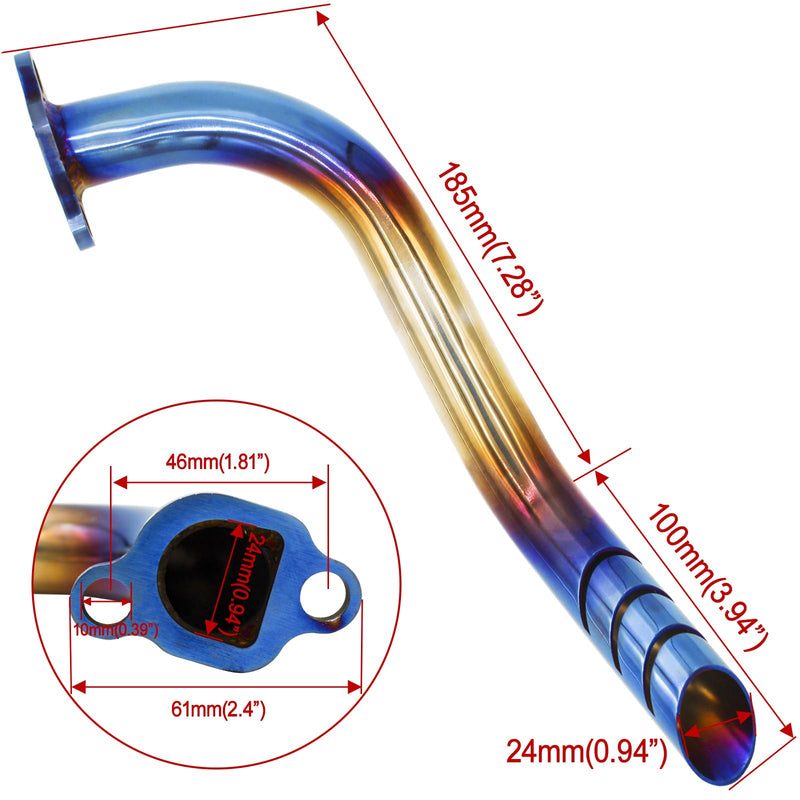 212cc Header Exhaust Pipe Kit for Coleman CT200u CT200u-ex BT200X KT196 196cc 6.5hp, for Non-Hemi Predator 212cc Baja Warrior MB200 GX160 GX200 Engine Axis M200 Mini Bike Blue