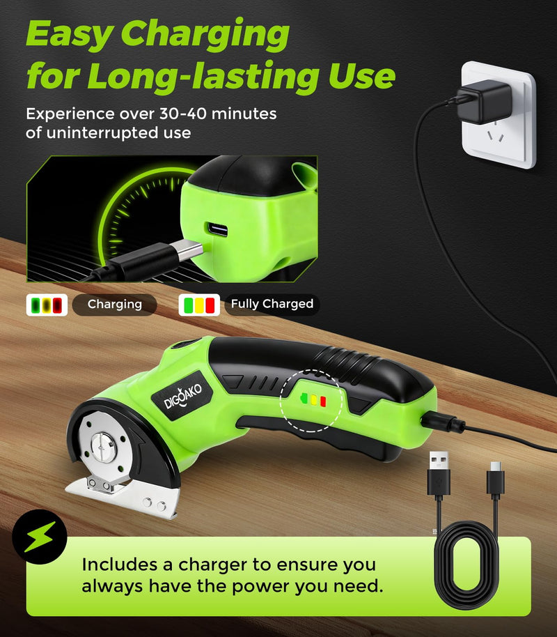 Cardboard Cutter - Rechargeable Cordless Electric Scissors, 4V Duty Electric Box Cutter for Cardboard, Safety Lock & LED Light, Powerful Cutting for Carton Carpet Plastic Fabric Leather