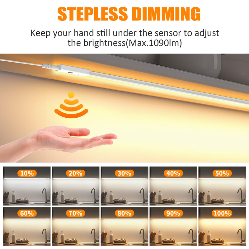 MY BEAUTY LIGHT 80in Smart Under Cabinet Lights, Handwave Sensor Under Counter Lights for Kitchen, 2700K-6500K 1090lm Stick-on Closet Light, Slim Cuttable Plug and Play Kitchen Lamp, 2 Rolls of 40in 40IN(PACK OF 2)