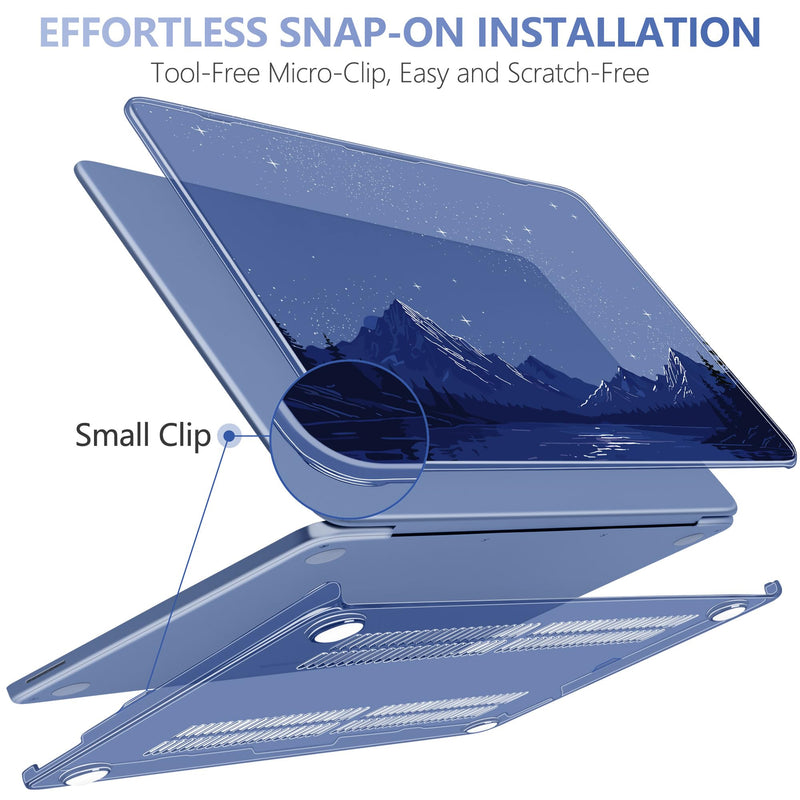 Batianda Case for MacBook Neo 13 Inch 2026 Model A3404, Starry Night Lake | 4-in-1 Laptop Accessories Bundle with Navy Nature Mountain Design, Ultra Slim Hard Shell for Travelers and Outdoor Lovers
