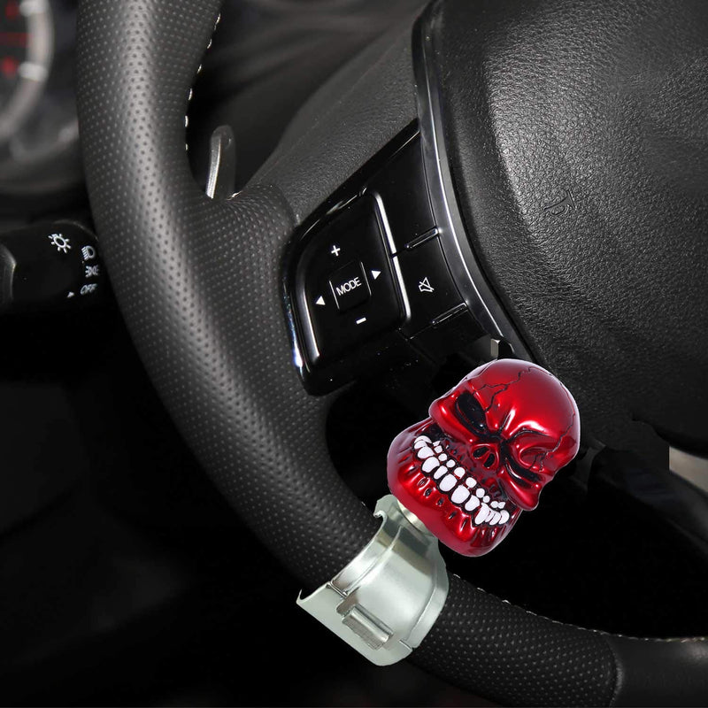 Skull Steering Wheel Spinner Knob Turning Driving Suicide Power Handle Universal Fit Most Vehicles Cars Trucks Tractors Mowers Forklifts Boat Golf Carts (Red) red
