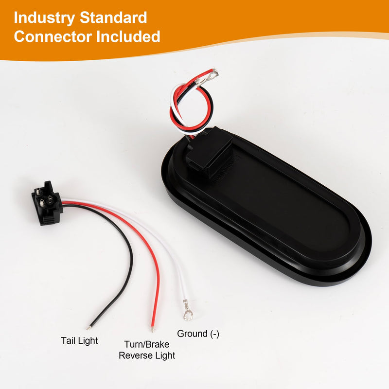 6" Oval LED Trailer Lights Kit, 2PCS Waterproof Stop/Turn/Brake Tail Lights with 10 LED Markers for Truck, RV, Boat, Trailer (Red) DOT Compliant RED