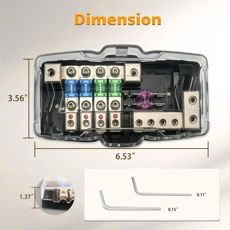 Sinus Live Fused Power Distribution Block Car Audio 4 Way Mini-ANL Fuse Block 12V 0/4 Gauge with Ground for Automotive Car Marine Boat Solar Panel