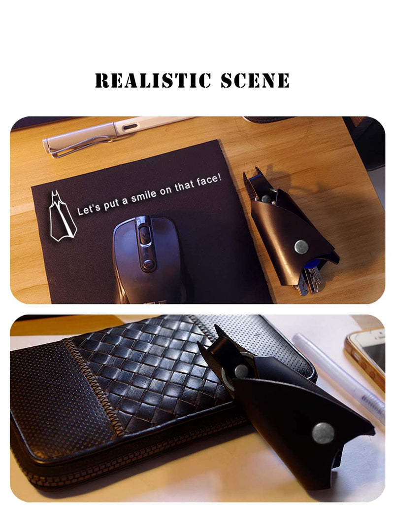 CAILLU KeyChain Leather Bat Shape for men gifts and women Car key fob case,Leather fashion pop keys ring cover holder Black