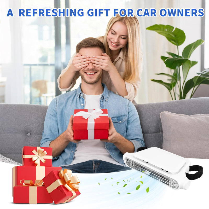 2pcs Car Backseat Fan with 3 Speeds, Portable Ventilation Unit, 3000mAh Rechargeable Battery, Angle Adjustable Carseat Cooler, Clip On Air Circulator, Ideal for Road Trips Camping Long Drives white