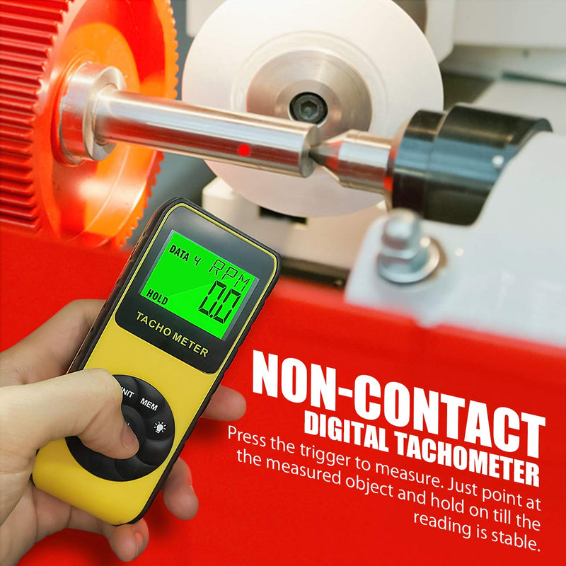  [AUSTRALIA] - Photo Tachometer Non-Contact 7.0-99,999 RPM Speed Meter, AIOMEST Laser Automotive Speedometer, Tach Gauge Tester Measure RPM for Car Truck Motorcycle Engine Lawn Mower with Data Logging AI-9235C 1.8 Distance,w/ Backlit