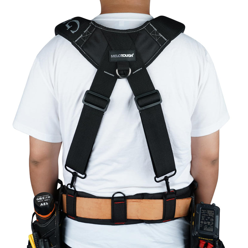 MELOTOUGH Work Belt Suspender Tool Belt Suspenders Bag Suspenders for Men Heavy Duty with Gel Shoulder Pad Detachable Phone Holder for Construction/Electrician/Contractor/Carpenter Suspenders for tool belt