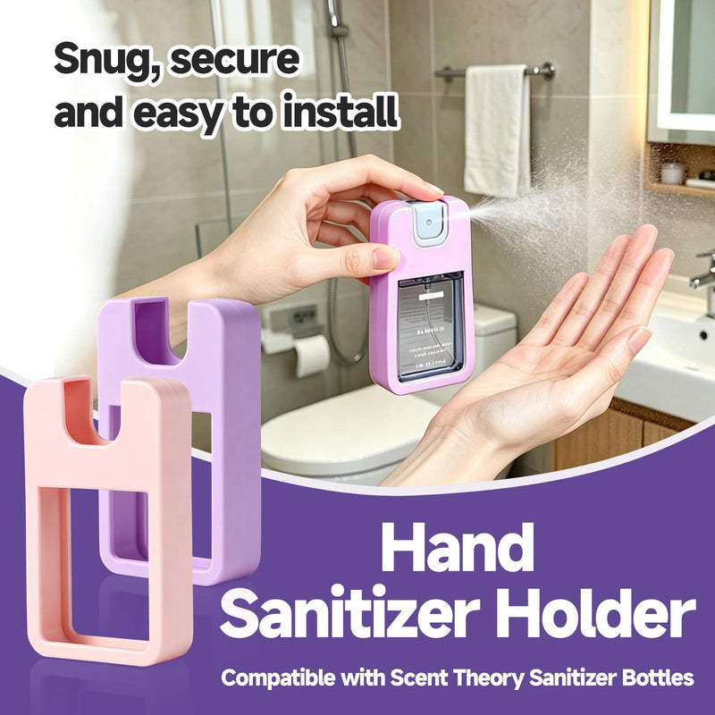 Hand Sanitizer Case Compatible with Scent Theory, 2 Pack Holder | Hand Sanitizer Holder, Silicone Soft Durable Sanitizers Sleeve with Keychain, Sung Fit, for Backpack, Travel and Daily Use