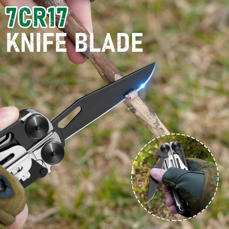 BIBURY Multitool Pliers Pro BI2045, Foldable Multitools with Replaceable Wire Cutters and Saw, Stainless Steel Multi Tool w/Upgraded Scissors and Screwdriver Set, Ideal for Camping, Hiking, Survival Black