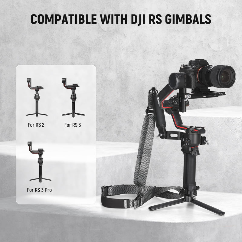 NEEWER RS4 RS3 RS2 Gimbal Shoulder Strap, Weight Reducing Soft Padding Adjustable Strap with Baseplate Compatible with DJI RS4 RS4 Pro RS3 RS3 Pro RS2 Sling Handle with Quick Release QD Buckle, GA016