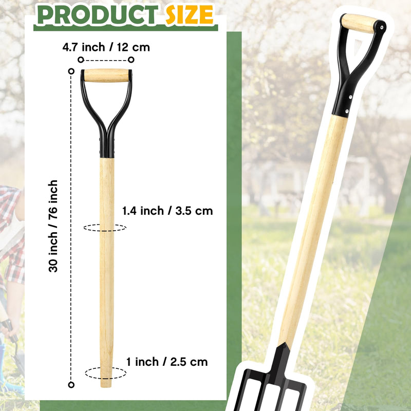 1 Pcs Pitchfork Spading Handle Replacement 30 Inch Wooden Shovel Handle Replacement D Shaped Pitch Fork Handles Tool Accessories for Shovel Scoop Hoe Rake Garden Digging 1