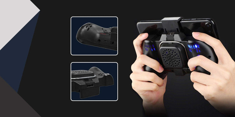 Mobile Phone Gamepad Controller, 4 in 1 Mobile Game Controller with Dual Cooling Fans, 2200mAh Power Bank, Ergonomic and Built-in Kickstand for Movies, Gaming, Video Chatting and More