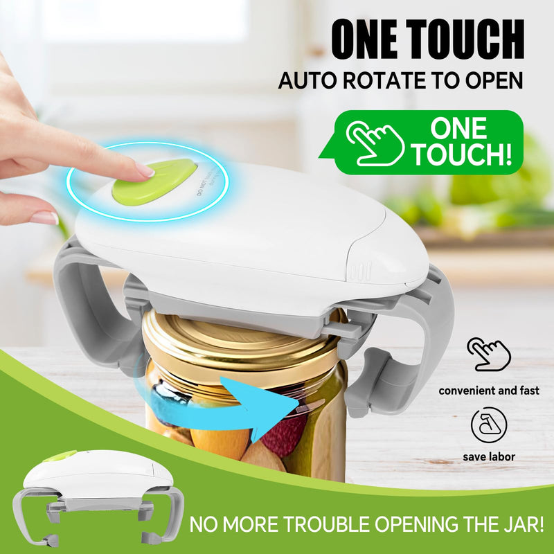 Automatic Jar Opener Suitable for The Elderly With Arthritis And People With Weak Hands， It Can Automatically Open Lids of Most Sizes With One Button， A Kitchen Gadget As A Gift