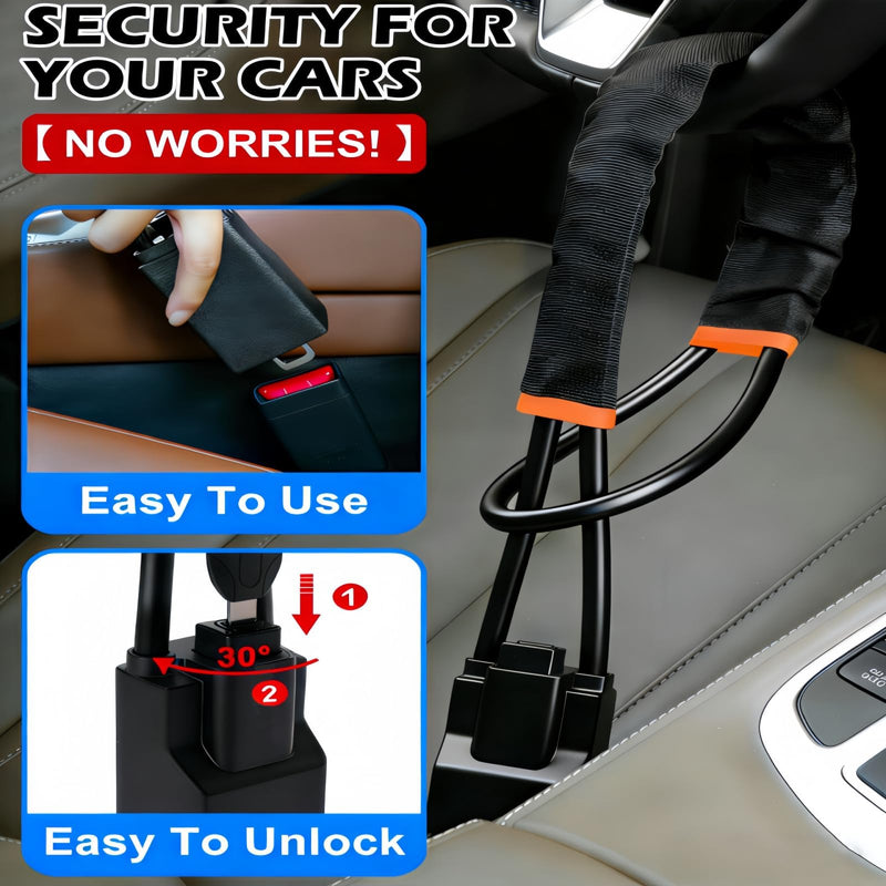 Car Anti Theft Device,Steering Wheel Seat Belt Lock,17-Inch Universal Anti-Theft Device for Cars, SUVs, Trucks, Golf Carts | Compact, Lightweight Security Bar (Red) Red