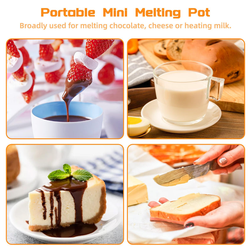Mini Chocolate Melting Pot, Chocolate Fondue Fountain, 8.79OZ Warmer Machine for Milk Chocolate, Cheese, Butter, Candy (Red) Red