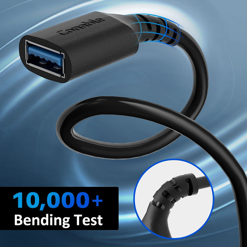 3 Pack USB 3.0 Extension Cable 10 Feet, USB A Male to Female Extender Cord, 5Gbps Data Transfer for Webcam, Printer, Keyboard, Mouse, Flash Drive, Hard Drive, Controller, Black Cable with 5 Cable Ties 10 Feet (3 Pack)