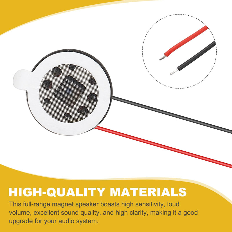 10pcs Internal Magnet Speaker (13mm / 0.5" Dia) - 1W 8 Ohm Round Internal Micro Magnet Loudspeaker with 60mm Terminal Wire for DVD EVD Mobile Portable Advertising Machine, Black 0.5" + 60mm Terminal 10