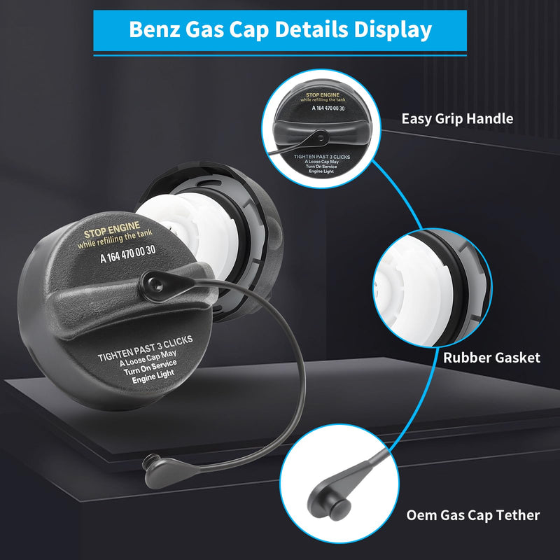 A1644700030 Gas Cap Fits for Mercedes-Benz Fuel Cap, Fuel Tank Cap Fits for ML350 GL450 ML320 R350 ML500 ML63 AMG GL550 R320 GL63 AMG R500 R63 AMG GL320 ML550 Gas Caps, Gas Cap Replacement A1664705800
