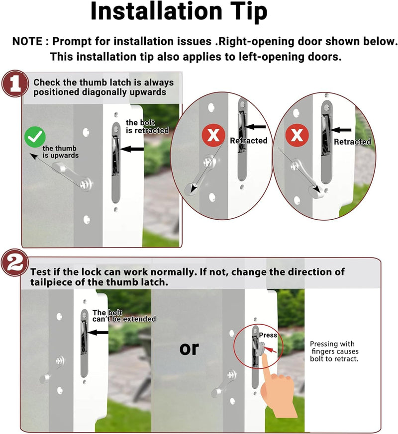 Sliding Glass Door Handle Set and Mortise Lock Silding Door Lock ,Thickness from 1-1/2 inches to 2-4/25 inches,3-15/16” inch Screw Hole Spacing, Reversible Design(Non-Handed)(White, NO-Keyed) White