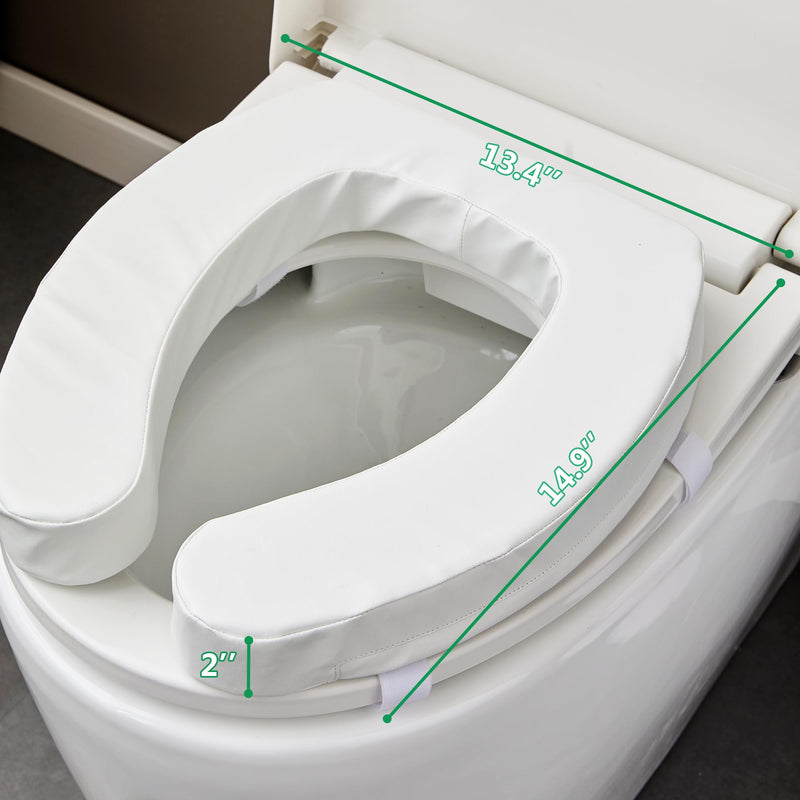 Toilet Seat Riser Cushion for Seniors, Raised Padded Bathroom Riser with Soft Foam, Portable Seat Elevator for Post Surgery Recovery, Hip & Knee Pain Relief, Arthritis Support & Low Toilets 2 Inches