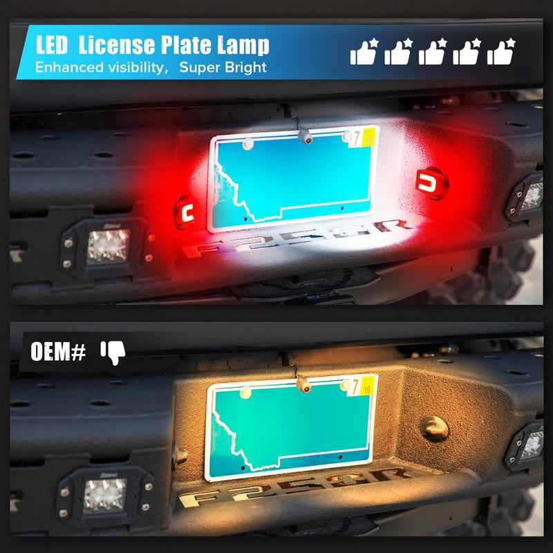 LED License Plate Light Compatible with F150 1990-2014 F250 F350 1980-1999 F250 F350 F450 F550 super duty1999-2016 Bronco80-96 Ranger83-11 6500K Tag White Light&C-Shaped Rear Parking Red Light