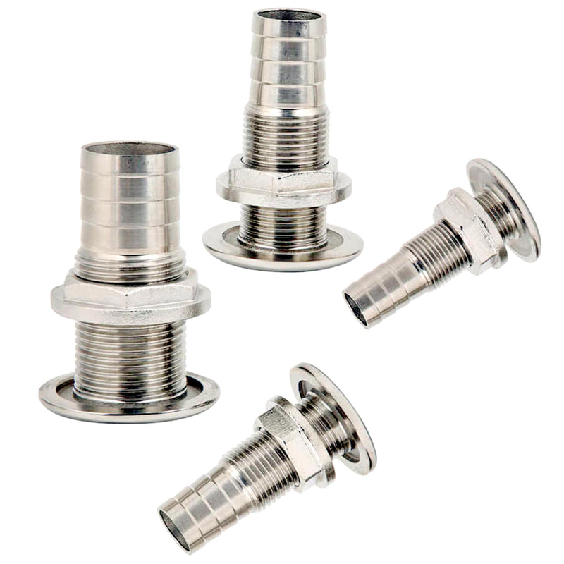 3/8" 1/2" 3/4" 1" 1-1/4"1-1/2" Thru Hull Fitting Hose Barb with Nut,316 Stainless Steel Accessories for Marine Boats Drain Pipe Yacht-1 Pack Horse ID:1 1/4"