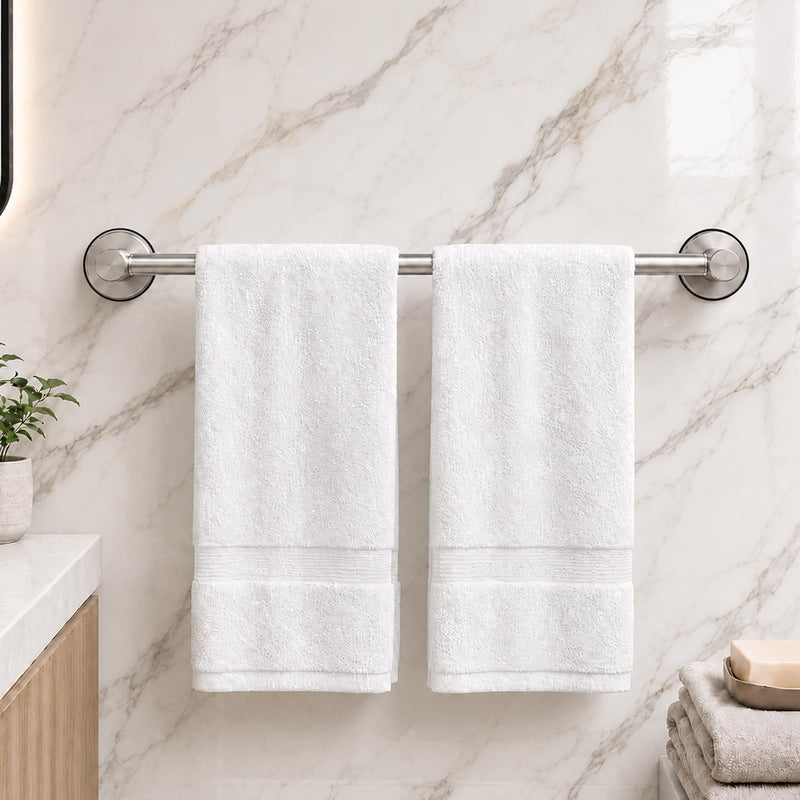 Towel Racks for Bathroom, No-Drill Suction Cup Towel Bar, Stainless Steel Adjustable Towel Holder 14.6-24Inch for Shower, Kitchen, Bathroom Wall(Silver) Silver