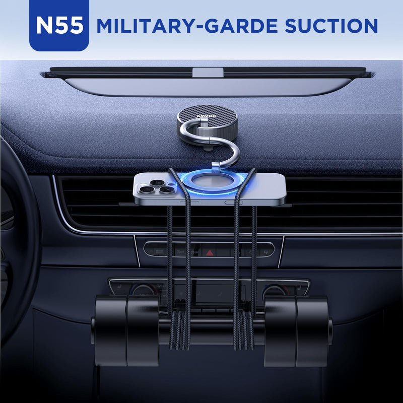 Magsafe Car Mount, Magnetic Phone Older,N55 Super Strong Suction Cup, 360° Adjustable, Portable Foldable Phone Holder for Your Car