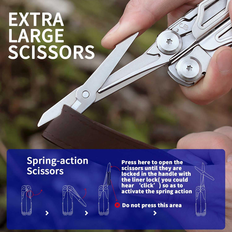 ROCKTOL SK05 Multitool, VG10 Knife Blade, 29-in-1 Multi tool Pliers, Replaceable Wire Cutters, Interchangeable File and Saw with T-shank, Heavy-duty Multi-tool in-car for Camping, Survival, Reapair VG-10 Knife Blade
