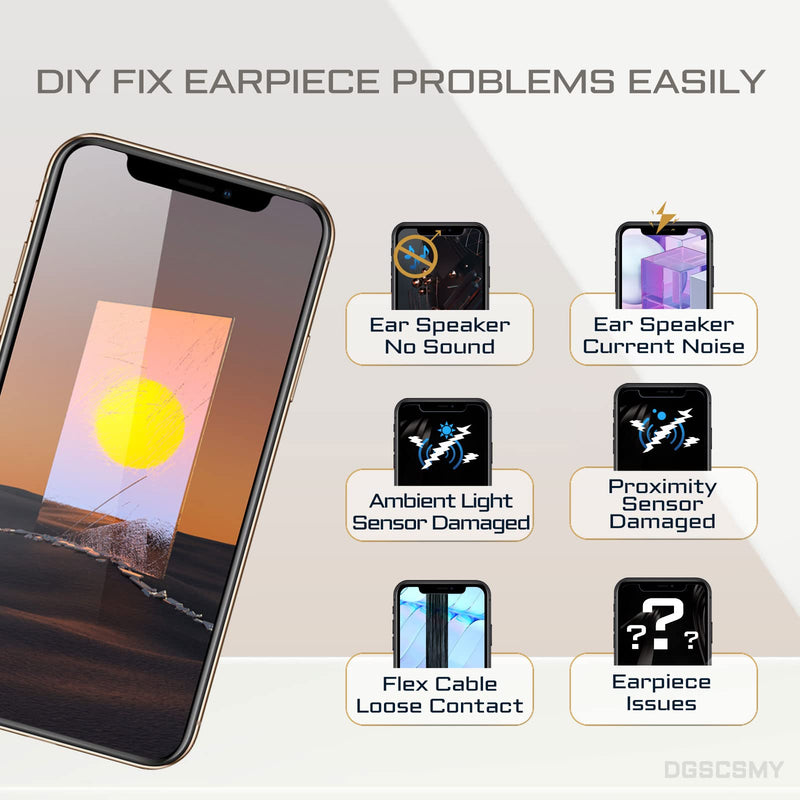 for iPhone X Earpiece Front Speaker Replacement Repair for iPhone 10 OEM Ear Module with Ambient Light Sensor Proximity Sensor Connector Fix Tools Kit for A1865 A1901 A1902