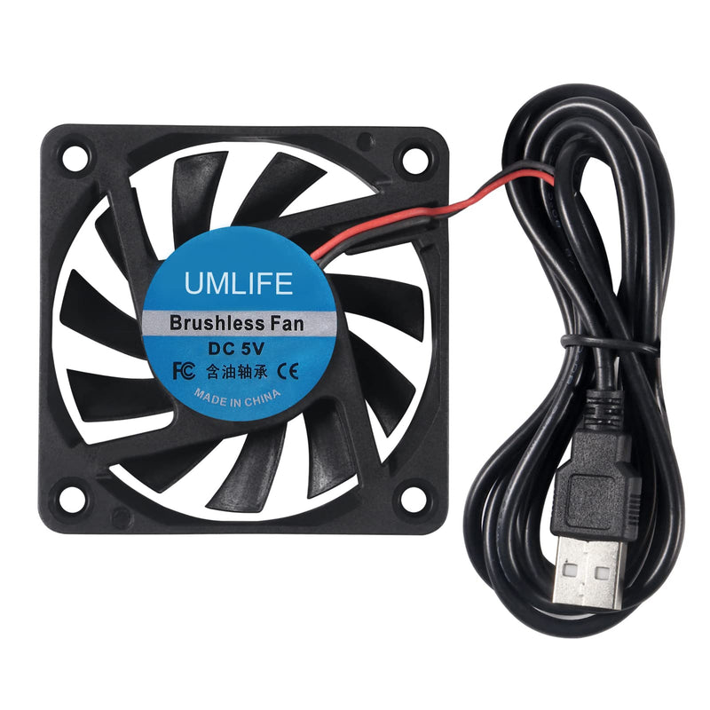 UMLIFE 60mm Fan, 4-Pack 5Volt 0.18A USB 60x60x10mm 6010 Brushless DC Computer CPU Heat Sink Cooling Cooler Fan 60mm x 10mm 6010 5V USB