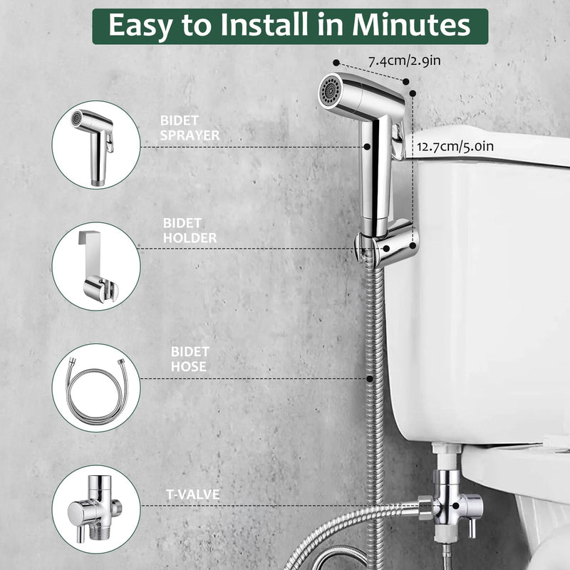 JiGiU Bidet Sprayer for Toilet Handheld Bidet Sprayer Set Toilet Faucet Sprayer Shower Shattaf Toilet Attachment Two Spray Mode with Hose Easy to Install for Feminine, Baby Cloth, Diaper, Pet or Car