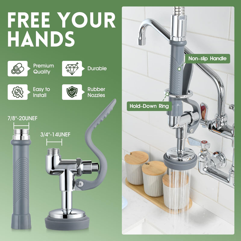 Pre Rinse Sprayer Valve with Handle Grip Assembly (Grey) Gray