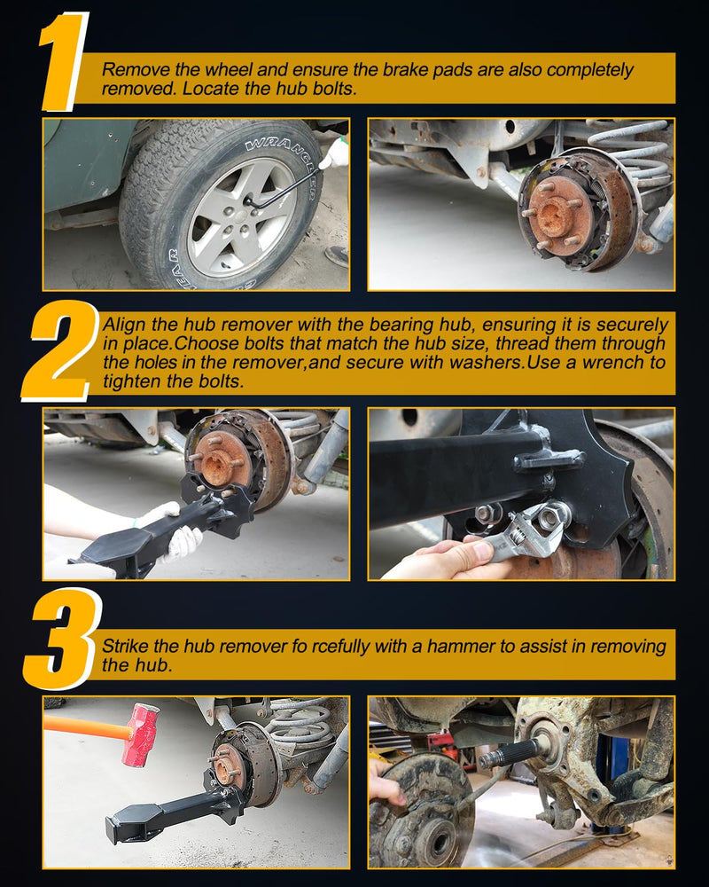 Wheel Bearing Hub Removal Tools Kit Compatible with All Axle Bolt Hubs 5, 6, 8 Lug Hubs Buster Puller