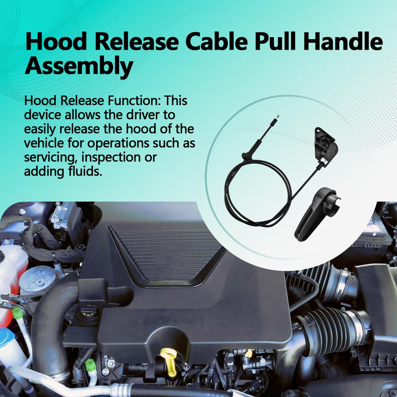Hood Release Cable Pull Handle Assembly Compatible with Ford Fusion 2013 2014 2015 2016 2017 2018 Replaces DS7Z16B626C DS7Z-99042C74-A DS7Z-16916-F, Hood Release Handle and Latch Bracket and Cable