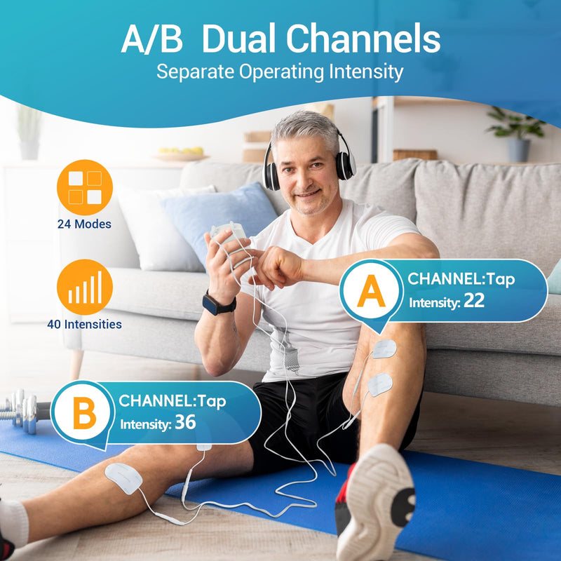 Comfytemp TENS Unit Muscle Stimulator, FSA HSA Eligible Dual Channels TENS Machine for Pain Relief, Electronic Pulse Massager for Back, Period Cramps, Neck, Sciatica, 24 Modes