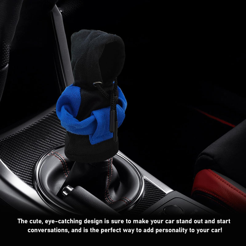 Car Gear Shift Cover, Fashionable Hoodie Car Shift Knobs, Novelty Mini Auto Gearshift Decor Sweater Shirt, Universal Car Accessories for Winter Warm Knob Cover (Blue & Black) Blue & Black