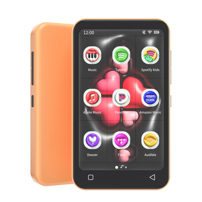 TIMMKOO Kids MP3 Player with Parental Controls, Pre-Installed Spotify, Spotify Kids, Pandora, 4" Touch Screen MP4 Player with Audible, Audiobooks Up to 1TB (Orange) 16G Orange