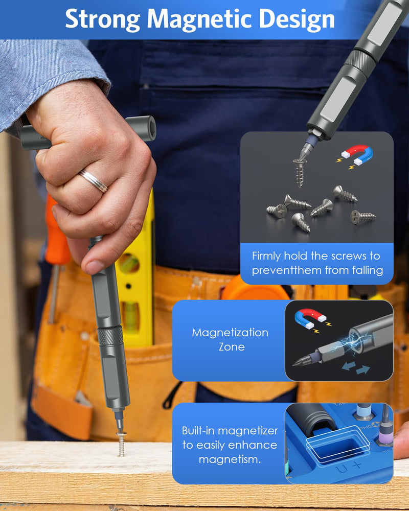  [AUSTRALIA] - 42 in 1 Magnetic Screwdriver Set, AMIR Screwdriver Set with 40 PCS Magnetic Bits, Ratcheting Screw Driver with Rotatable Ratchet Handle, Ratchet Screw Driver Kit with Carry Case Blue
