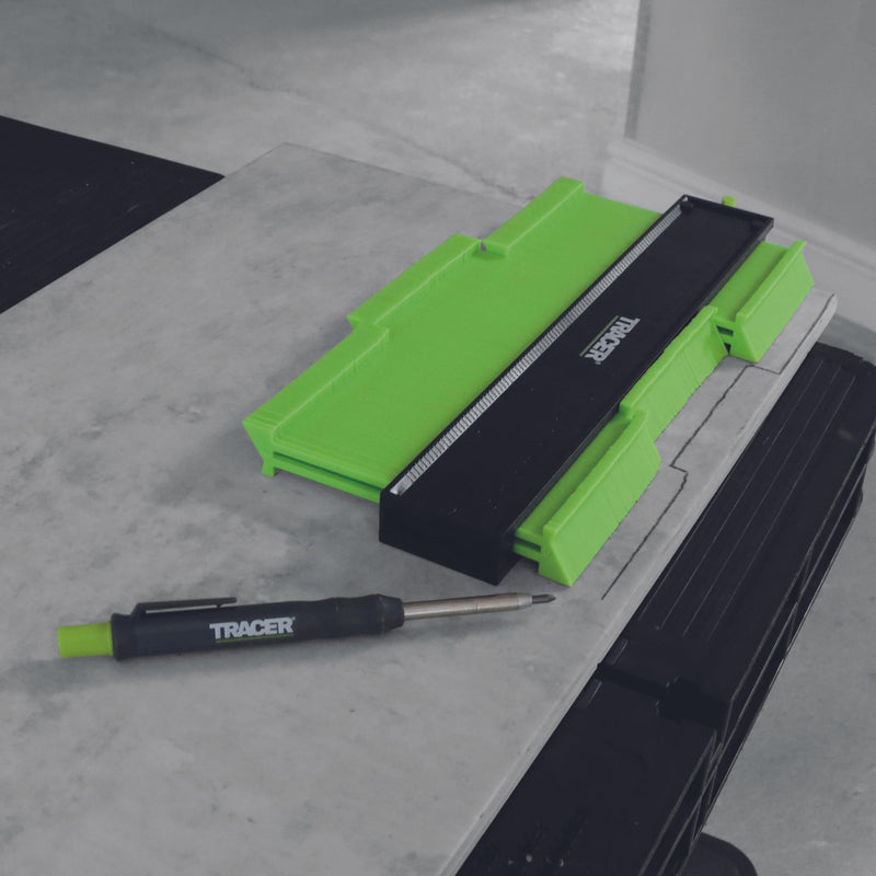 Tracer Contour Gauges and Deep Hole Construction Pencil Set. 130mm (5”) & 250mm (10”) Precise Profile Tools. 2 x Gauges and Carpenters Pencil Set 130mm & 250mm plus Pencil