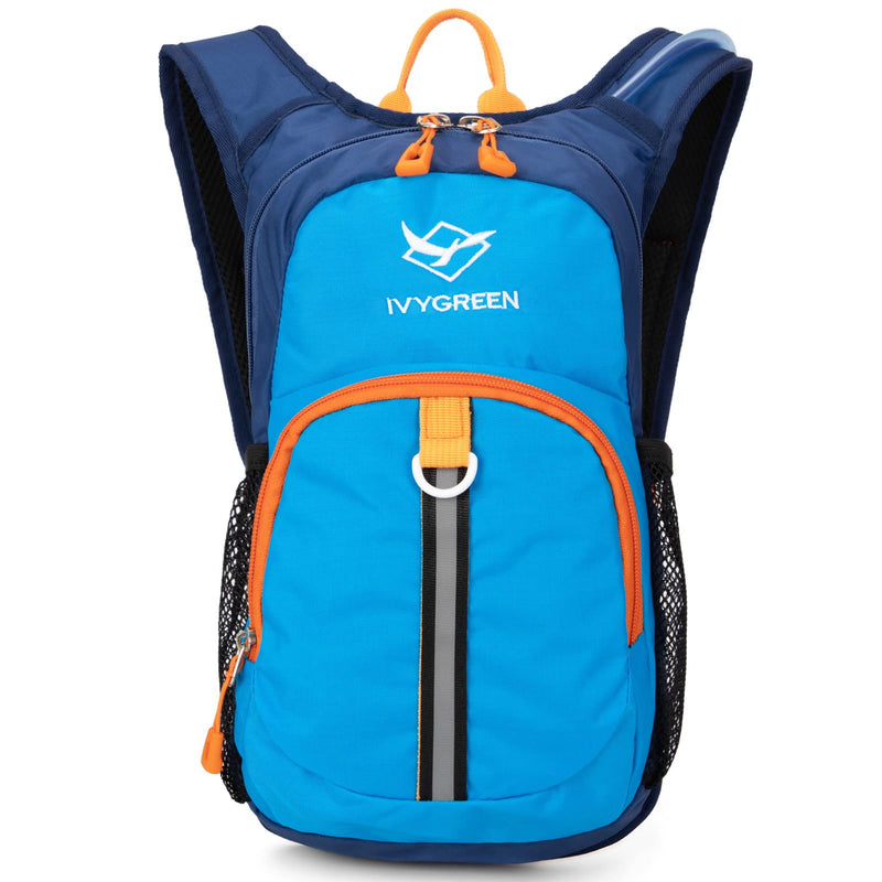 Ivygreen Kids Hydration Backpack, Hiking Backpack for Boys or Girls with 1.5L Water Bladder Blue - Small