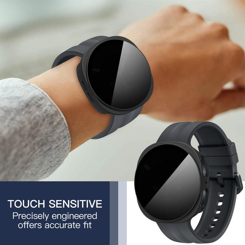 Suoman for Samsung Galaxy Watch 9/8 44mm Privacy Protector Case-Black*2 | 2-Pack,Anti-Peeping,Touch Sensitive,Scratch-Resistant,Tempered Glass Screen Protector,PC Hard Protective Bumper Cover Black Privacy*2 for Galaxy Watch 9/8 44mm